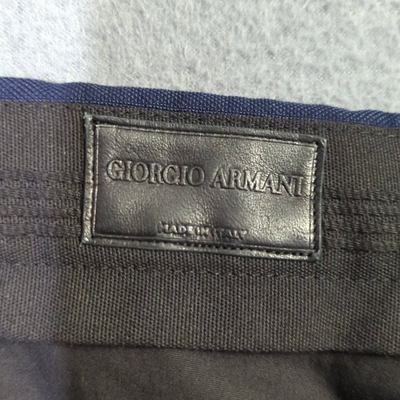 Giorgio Armani Pants Men's 54(IT) Fits 36x30 Navy Blue Pleated Cotton Slacks - Picture 10 of 12
